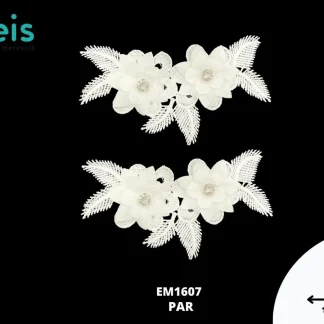 APLICACIONES EN PAR DECORADOS EM1607 16cmX8cm BLANCO