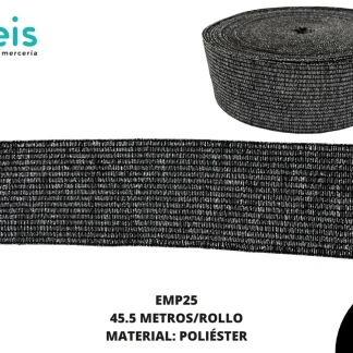 ELASTICO LUREX 5CM PLATA 45.5 METROS