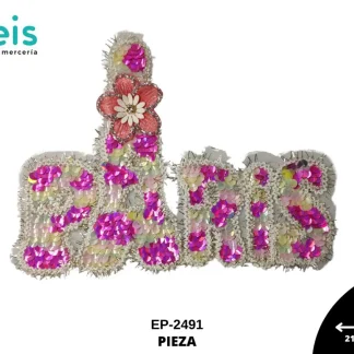 PARCHES LENTEJUELA PARIS A CON FLOR EP-2491 21.5cmX17.5cm