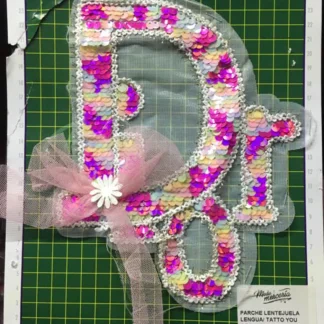 PARCHES LENTEJUELA DIOR LETRAS CON MOÑO TUL EP2492 FIUSHA