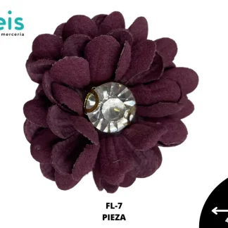 FLOR PETALOS MORADA CON PIEDRA FL-7