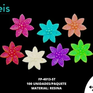 ACCESORIOS ACRILICO FLOR FP-4013-ST 4.3cmX4cm 100 PZ/PQT MULTICOLOR
