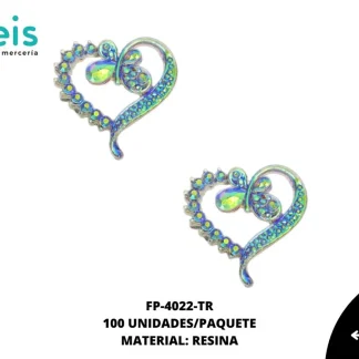 PEDRERIA ADORNOS CORAZON FP-4022-TR 45mmX40mm 100 PZ/PQT TRANSPARENTE