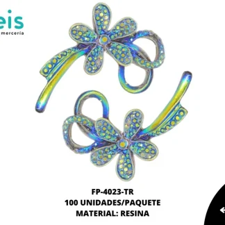 PEDRERIA ADORNOS FLOR FP-4023-TR 56mmX50mm 100 PZ/PQT TRANSPARENTE