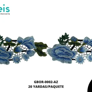 GUIPIUR BORDADO PLANO GBOR-0002-AZ AZUL 11 CM 20 YARDAS/PAQUETE