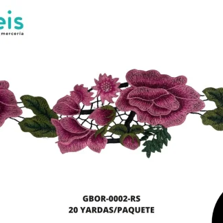 GUIPIUR BORDADO PLANO GBOR-0002-RS ROSA 11 CM 20 YARDAS/PAQUETE