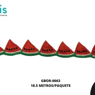 GUIPIUR BORDADO PLANO GBOR-0063 ROJO 3 CM 18.5 METROS/PAQUETE