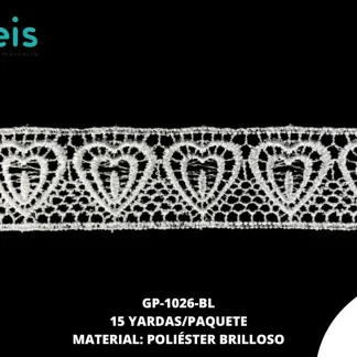 GUIPIUR POLIESTER BRILLOSO PLANO GP-1026-BL BLANCO 2.8 CM 15 YARDAS/PAQUETE