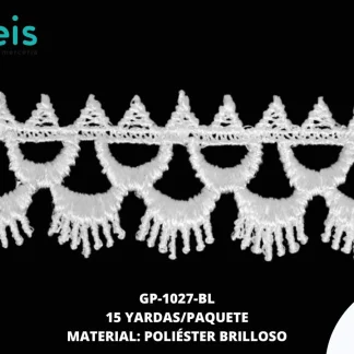 GUIPIUR POLIESTER BRILLOSO PLANO GP-1027-BL BLANCO 2.2 CM 15 YARDAS/PAQUETE