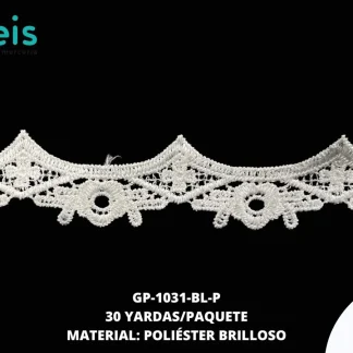 GUIPIUR POLIESTER BRILLOSO PLANO GP-1031-BL-P BLANCO 3 CM 30 YARDAS/PAQUETE