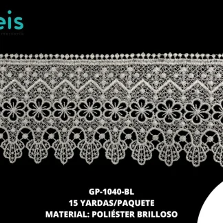 GUIPIUR POLIESTER BRILLOSO PLANO GP-1040-BL BLANCO 10.5 CM 15 YARDAS/PAQUETE