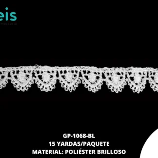 GUIPIUR POLIESTER BRILLOSO PLANO GP-1068-BL BLANCO 1.3 CM 15 YARDAS/PAQUETE