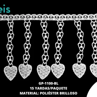 GUIPIUR POLIESTER BRILLOSO PLANO GP-1100-BL BLANCO 9.5 CM 15 YARDAS/PAQUETE