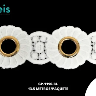 GUIPIUR SEDA DE LECHE DECORADO GP-1190-BL BLANCO 4 CM 15 YARDAS/PAQUETE