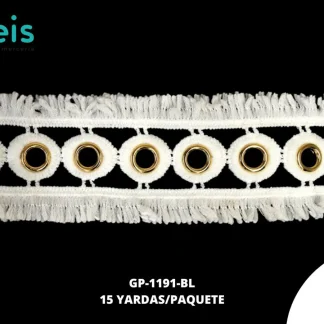 GUIPIUR SEDA DE LECHE DECORADO GP-1191-BL BLANCO 4 CM 15 YARDAS/PAQUETE