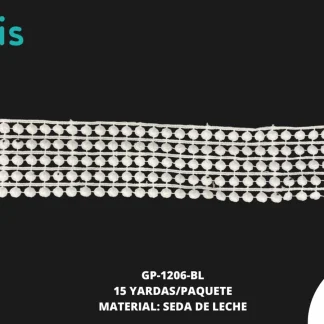 GUIPIUR SEDA DE LECHE PLANO GP-1206-BL BLANCO 6.5 CM 15 YARDAS/PAQUETE