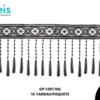 GUIPIUR SEDA DE LECHE FLECOS GP-1397-NG NEGRO 13.5 CM 15 YARDAS/PAQUETE
