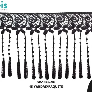 GUIPIUR SEDA DE LECHE FLECOS GP-1398-NG NEGRO 12.5 CM 15 YARDAS/PAQUETE