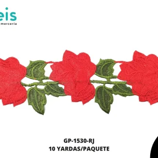 GUIPIUR BORDADO PLANO GP-1530-RJ ROJO 10.5 CM 10 YARDAS/PAQUETE