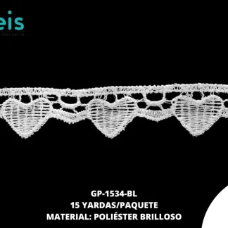 GUIPIUR POLIESTER BRILLOSO PLANO GP-1534-BL BLANCO 1.5 CM 15 YARDAS/PAQUETE