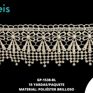 GUIPIUR POLIESTER BRILLOSO PLANO GP-1538-BG BLANCO 8 CM 15 YARDAS/PAQUETE