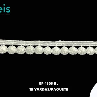 GUIPIUR SEDA DE LECHE PLANO GP-1606-BL BLANCO 1.5 CM 15 YARDAS/PAQUETE