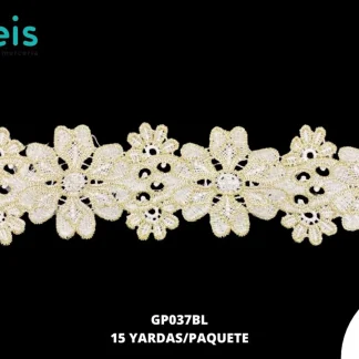 GUIPIUR BORDADO PLANO GP037BL BLANCO 5.5 CM 15 YARDAS/PAQUETE