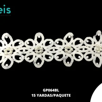 GUIPIUR SEDA DE LECHE DECORADO GP064BL BLANCO 7 CM 15 YARDAS/PAQUETE
