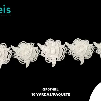 GUIPIUR SEDA DE LECHE 3D GP074BL BLANCO 10 CM 10 YARDAS/PAQUETE
