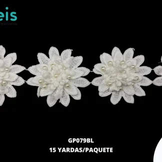GUIPIUR SEDA DE LECHE DECORADO GP079BL BLANCO 7 CM 15 YARDAS/PAQUETE