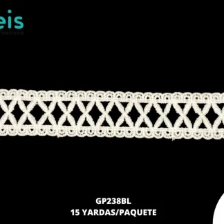 GUIPIUR SEDA DE LECHE PLANO GP238BL BLANCO 3 CM 15 YARDAS/PAQUETE