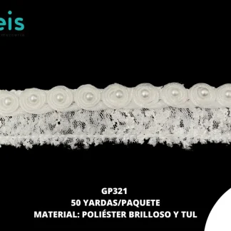 GUIPIUR POLIESTER BRILLOSO DECORADO GP321 BLANCO 3 CM