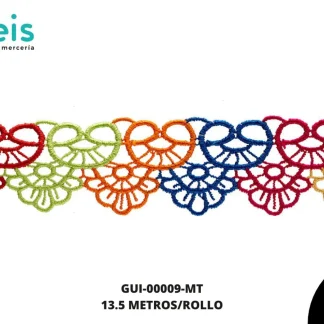 GUIPIUR BORDADO PLANO GUI-00009-MT MULTICOLOR 3 CM 15 YARDAS/PAQUETE
