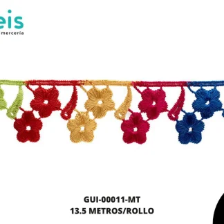 GUIPIUR BORDADO FLECOS GUI-00011-MT MULTICOLOR 3 CM 10 YARDAS/PAQUETE