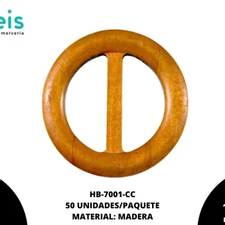 HEBILLA MADERA CAFE CLARO C/50PZ