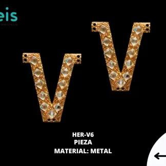 HERRAJE METAL DECORADO V V6 DORADO