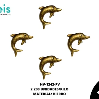 REMACHES METAL TACHE DELFIN HV-1242-PV 1.6cmX2.2cm 2.2 MILL/KG LATON VIEJO