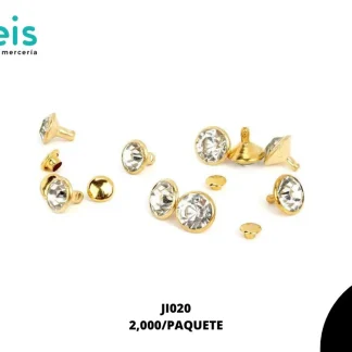REMACHES METAL PIEDRA POSTE CERADO JI020 6mm 2,000 PZ/PQT DORADO/CRISTAL