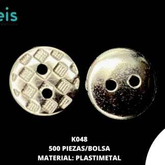 BOTON PLASTICO CUADROS K048 18L (11.5mm) 500 PZ/PQT ORO ROSADO