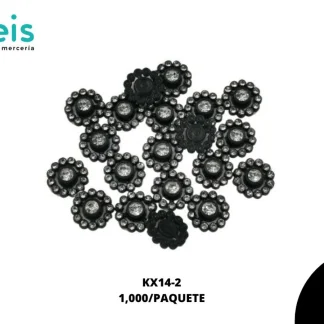 REMACHES PLASTICO FLOR KX14-2 14mm 1,000 PZ/PQT NEGRO