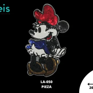 PARCHES LENTEJUELA MINNIE VESTIDO AZUL LA-050 20cmX36cm