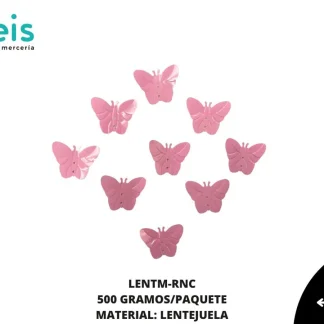 ACCESORIOS MARIPOSAS LENTEJUELA LENTM-RNC 2.2cmX2.2cm 500 GRS/PQT ROSA NEON