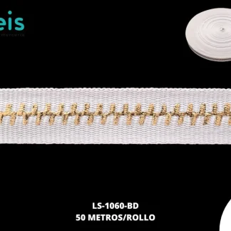 CINTA IMIT CIERRE 12MM BLANCO/DORADO 50M