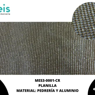 MESH 3 PIEDRA 3MM MES3-0001-CR 1.20mtsX45cm DORADO/CRISTAL