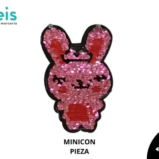 PARCHES LENTEJUELA MINI CONEJO MINICON 7cmX11.5cm ROSA