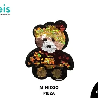 PARCHES LENTEJUELA OSO MINIOSO 10cmX11cm CAFÉ