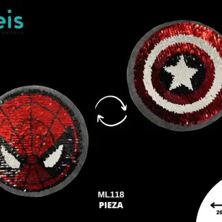 PARCHES LENTEJUELA REVERSIBLE CARA SPIDER MAN/ESCUDO CAPITAN AMERICA ML118