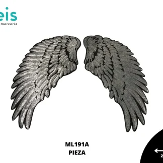 PARCHES LENTEJUELA ALAS ML191A 24cmX34cm PLATA