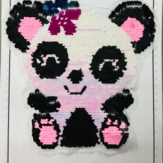 PARCHES LENTEJUELA PANDA FLOR ML325 20cmX20cm