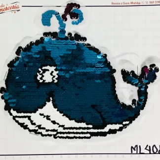 PARCHES LENTEJUELA REVERSIBLE BALLENA ML408 AZUL
